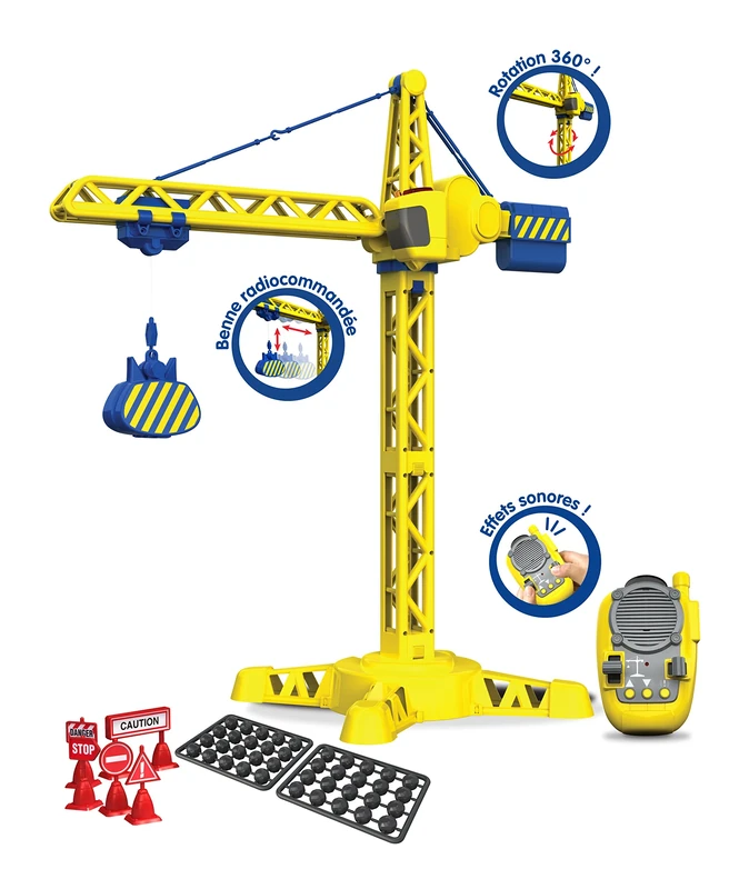 Tooko - Radio Controlled Construction Crane with Sound Effects - Rotates 360 ° - 70 cm - All Control from Remote Control - Kindergarten Toy