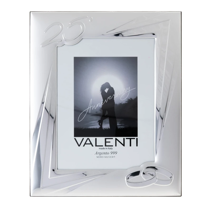 Valenti&Co Silver Photo Frame 18 x 24 cm. Ideal as a gift for a silver wedding - 25 years of marriage or for the twenty-fifth of relatives or mum and dad.