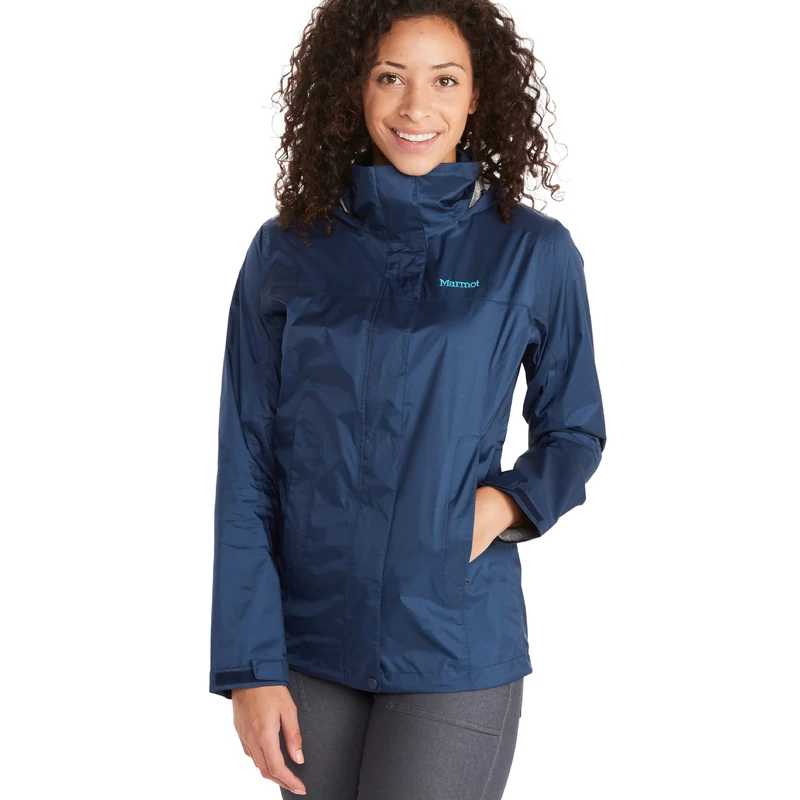 Marmot Women's PreCip Eco Jacket, Waterproof Jacket, Lightweight Hooded Rain Jacket, Windproof Raincoat, Breathable Windbreaker, Ideal for Running and Hiking, Arctic Navy, XS
