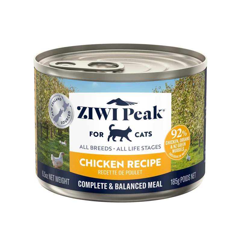 ZIWI Peak Grain Free Cat Food Tins - All Natural High Protein Pate - New Zealand Free Range Chicken Recipe - 12 x 185g Multipack