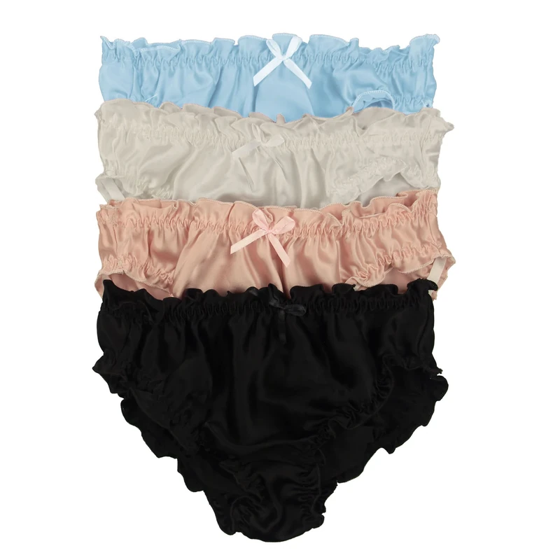 Paradise Silk Pure Silk Women's Flouncing Panties Economic Pack (Pack of 4) Pack B US XL