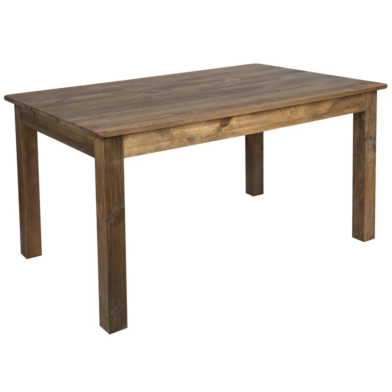 Flash Furniture HERCULES 60" x 38" Rectangular Antique Rustic Solid Pine Farm Dining Table - Image 1