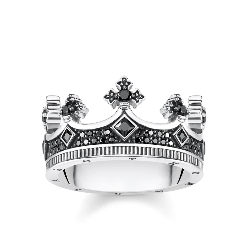 Thomas Sabo Unisex Ring Crown 925 Sterling Silver, Blackened TR2208-643-11