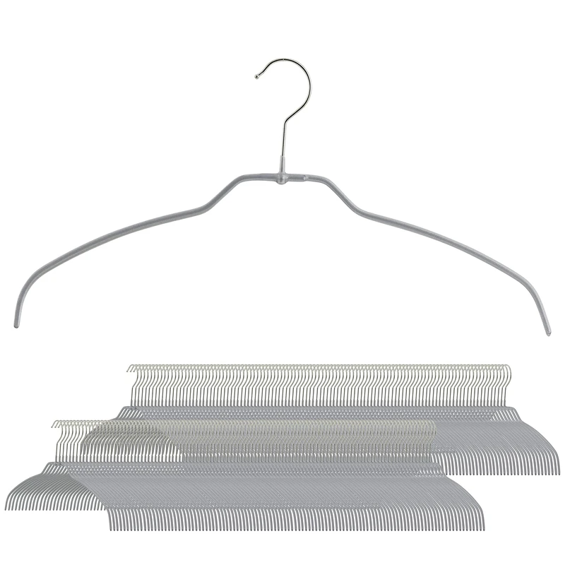 MAWA Reston Lloyd Silhouette Ultra Thin Series Non-Slip Space Saving Shirt Hanger Style Pack of 180 Silver, Steel Alloy, PVC Plastic, Chrome-Plated, Pack of180 - Image 1