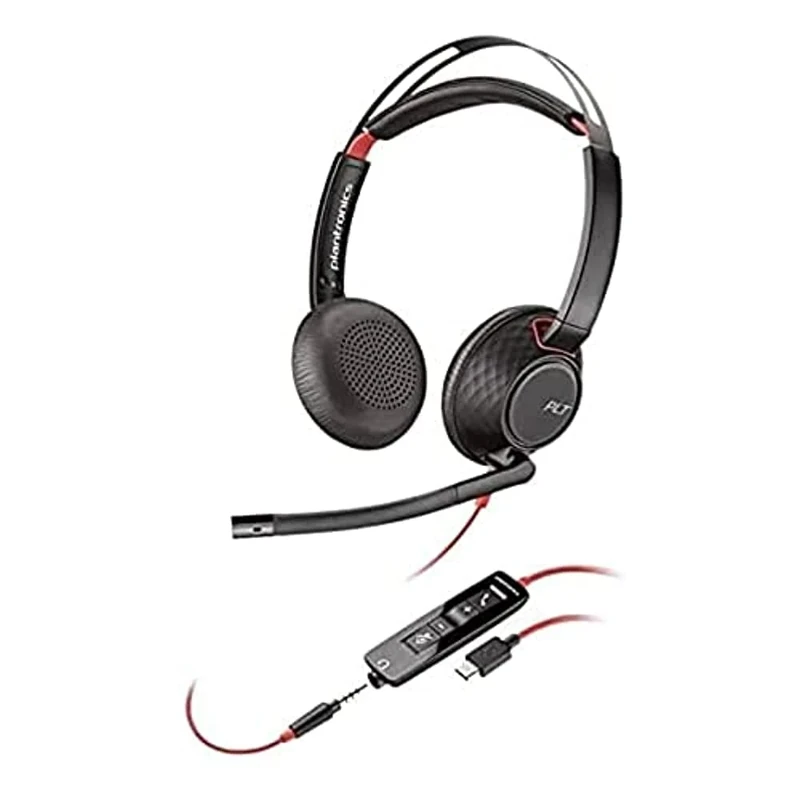 Poly - Blackwire C5200 headset for Chromebook (Plantronics) - Wired, Dual-Ear (Stereo) Headset with Boom Mic - 3.5 mm