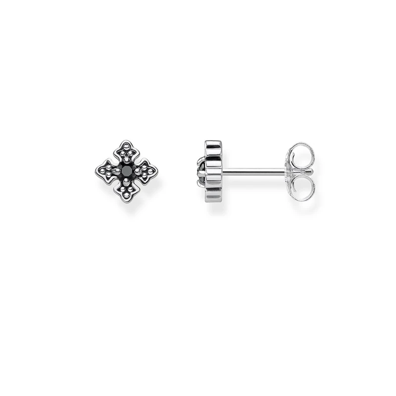Thomas Sabo H2021-643-11 Women's Stud Earrings 925 Sterling Silver, Sterling Silver, zirconia black