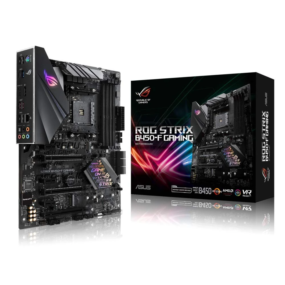 ASUS ROG Strix B450-F Gaming ATX Motherboard, AMD Socket AM4, Ryzen 3000 Ready, PCIe 3.0, M.2, DDR4, Intel GB LAN, HDMI, DP, USB 3.1, Aura Sync RGB
