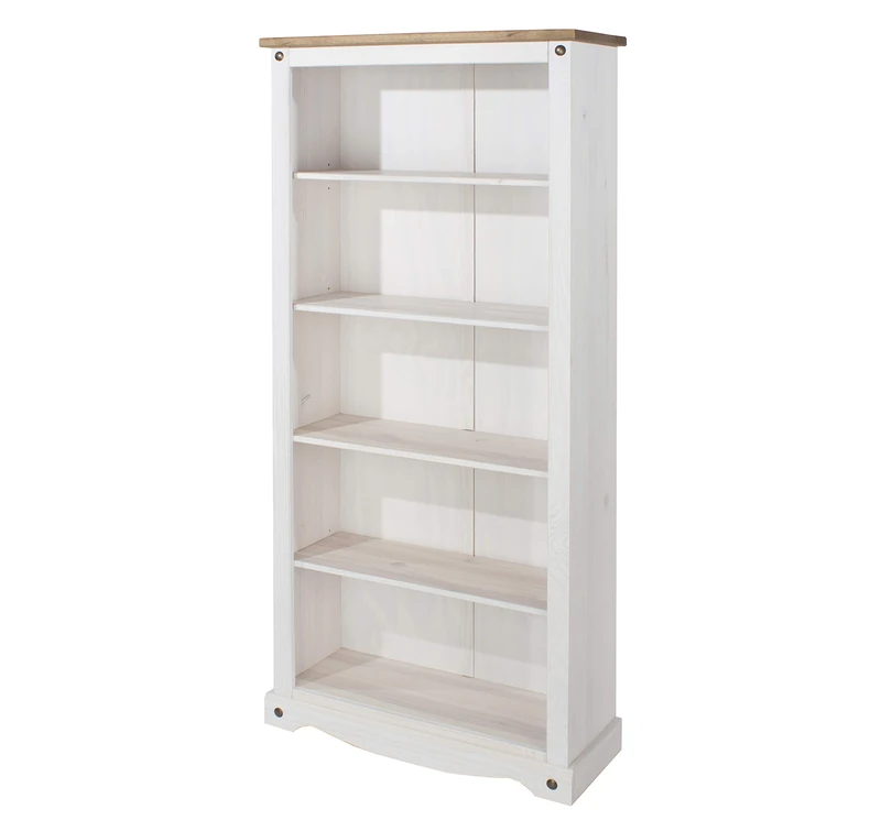 Core Products, Corona White Tall Bookcase with Natural Pine Top