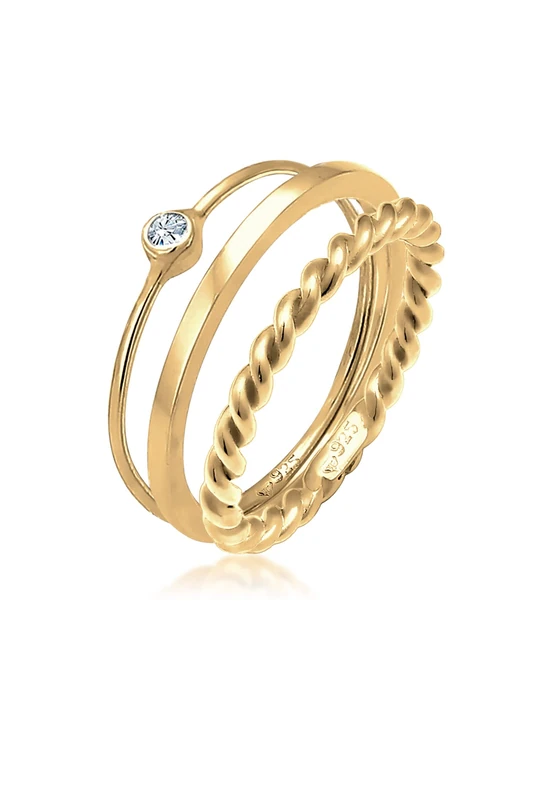 Elli Ring Solitaire Stacking Crystals 925 Sterling Silver
