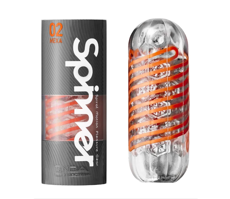 Tenga Spinner 02 Tetra Masturbator - Reusable mens sex toy with internal coil mechanism and ridges - One size in white - Image 1