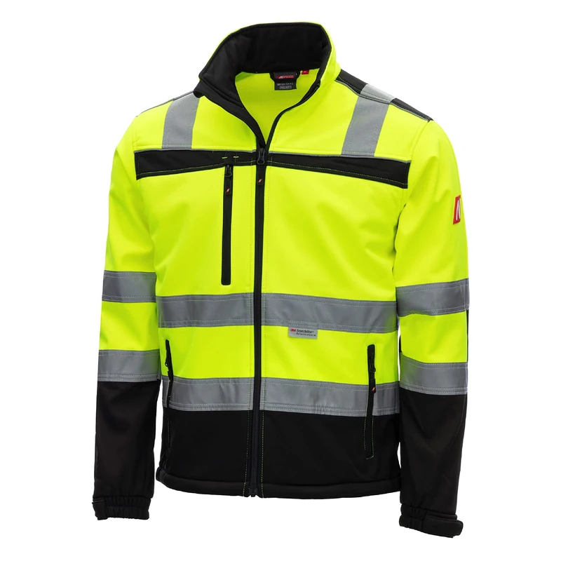 Nitras Motion Tex Viz 7171 High Visibility Jacket - Softshell Jacket in Warning Colour for Work - Neon Yellow - XL
