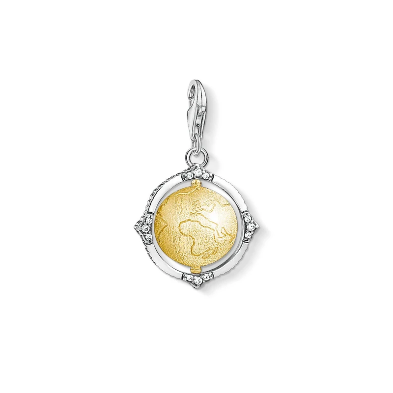 Thomas Sabo Charm pendant Vintage globe 925 Sterling Silver, Blackened; 18k Yellow Gold Plating - Image 1