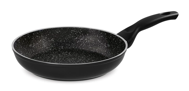 Barazzoni 3.TE63711 Dolomitica Extra Frying Pan ø32cm, Capacity 3.8Lt, Internal Coating Marmotech 5 Layers. Made in Italy, Aluminium, Black