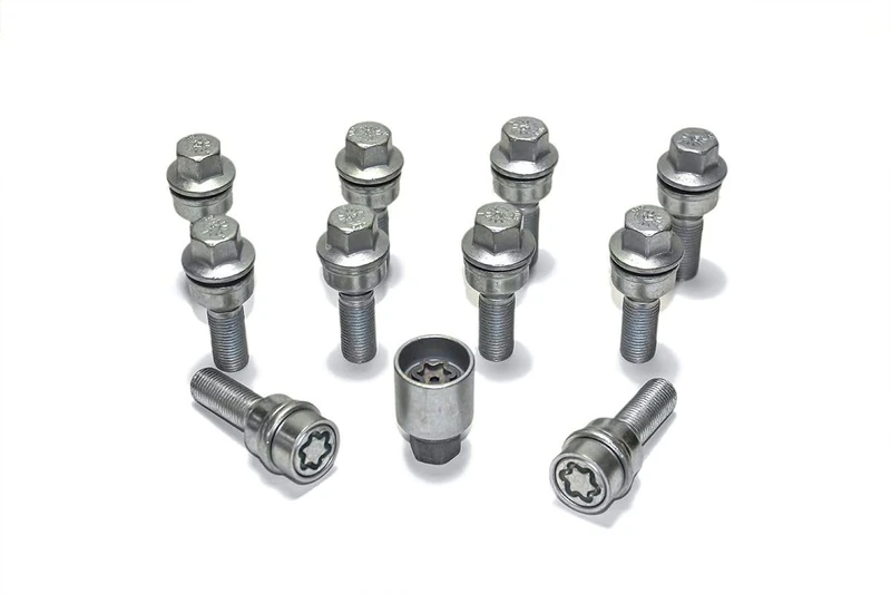 H&R Wheel bolt Set Round-Head with movable cone R14 M14x1.50 - Length 35mm - 10 pcs. (e.g. compatible with Audi Q3, Q5) - incl. wheel-locks