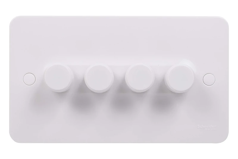 Schneider Electric Lisse White Moulded - 4 Gang 2 Way Dimmer Light Switch, 250 W/250 VA, GGBL6042CS, White