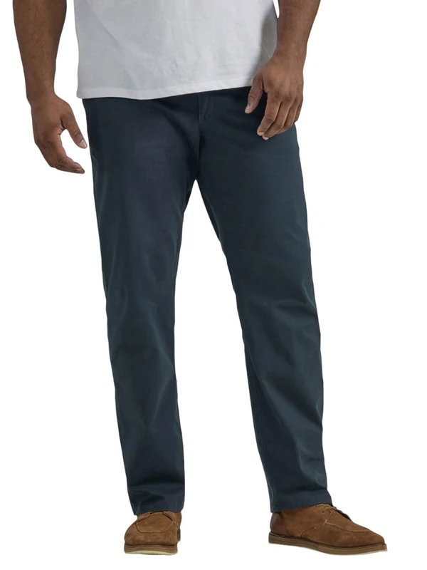 Lee Men's Big & Tall Extreme Motion Flat Front Regular Straight Pant, Navy, 36W x 36L