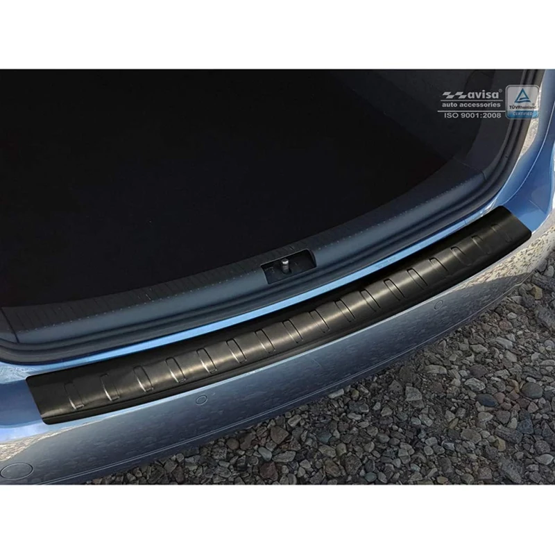 Avisa Black Stainless Steel Rear bumper protector compatible with Volkswagen Touran II 2010-2015 'Ribs'