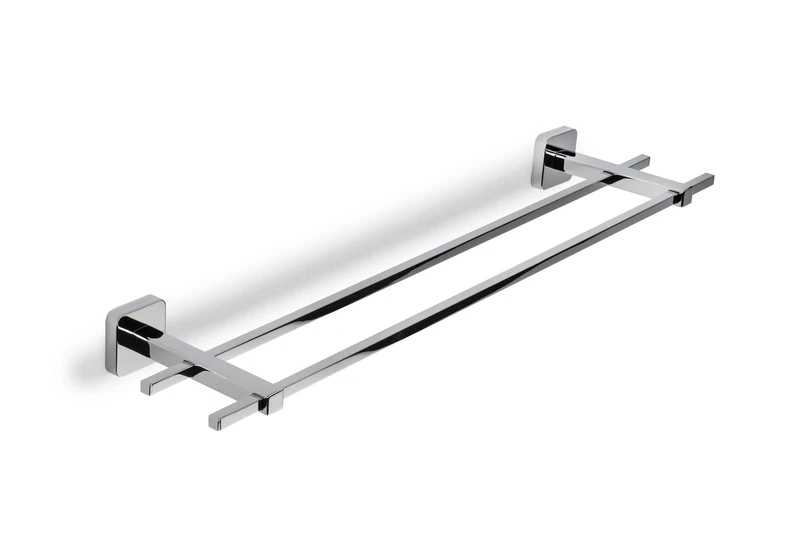 Croydex Camberwell Flexi-Fix Double Towel Rail, Screw or Glue, Silver, One Size