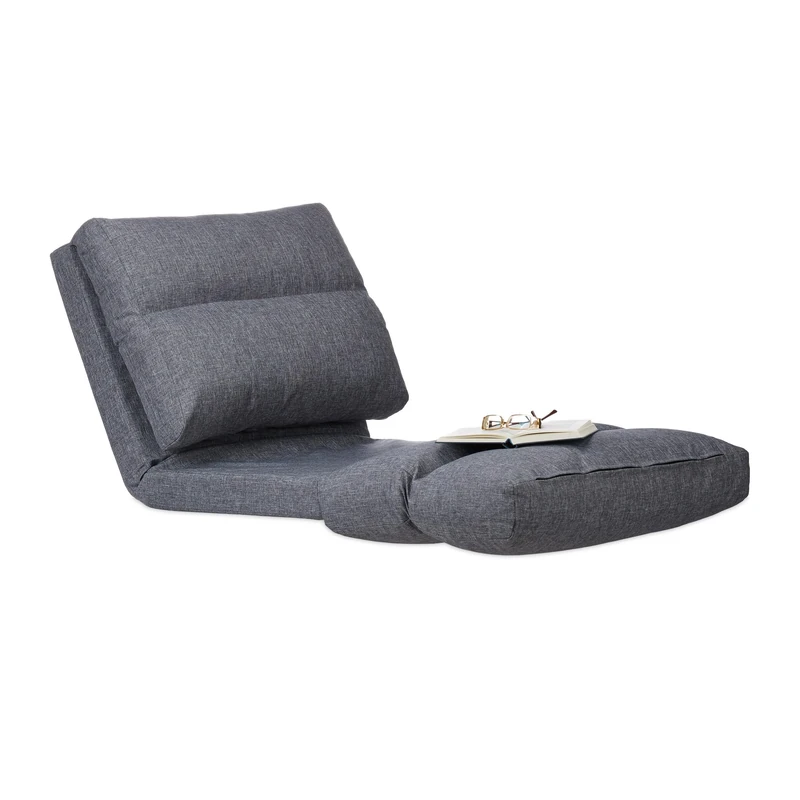 Relaxdays Folding Lounger Cushion, Adjustable Backrest, Pad, For Indoor Use, 194 cm, Grey