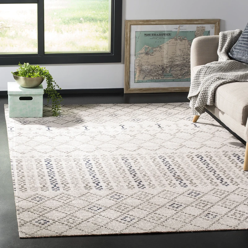 Safavieh Bright & Modern Indoor/Outdoor Woven Rectangle Area Rug, Montage Collection, MTG366, in Grey / Charcoal, 122 X 183 cm for Garden, Patio or Any Outdoor Space - Image 1