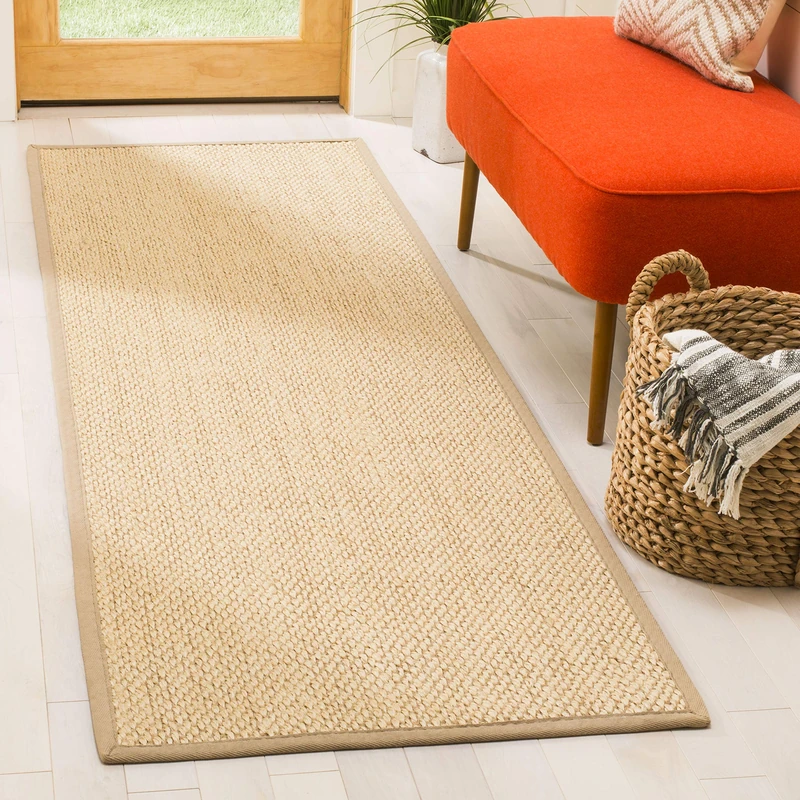 Safavieh Natural Fiber Rug for Living Room, Dining Room, Bedroom - Natural Fiber Collection, Short Pile, in Beige, 76 x 183 cm - Image 1