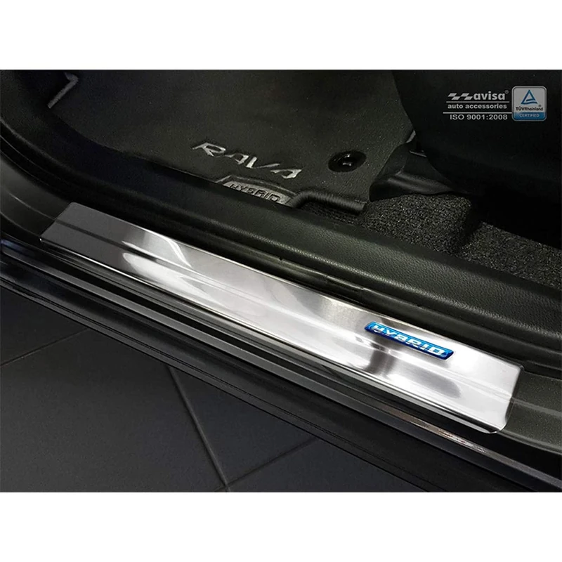Avisa Inox door sill protectors compatible with Toyota C-HR 2016-2019 & FL 2019-2023 & RAV4 IV FL 2016-2018 & Lexus NX 2014-2021 - 'Hybrid' - 4-pieces