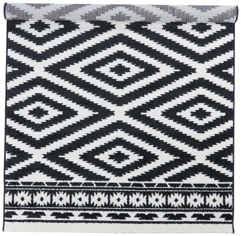 Homemania Machine Made Quake 3 Print, Modern, Black, Cream Polypropylene, 120 x 170 x 0.1 cm - Image 1