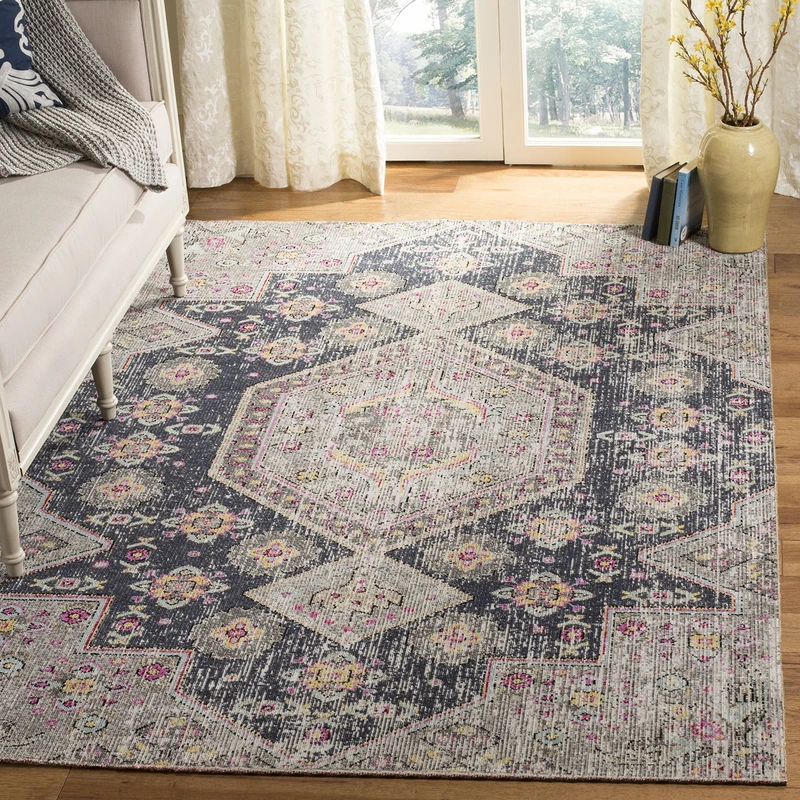 Safavieh Bright & Modern Indoor/Outdoor Woven Rectangle Area Rug, Montage Collection, MTG365, in Black / Multi, 122 X 183 cm for Garden, Patio or Any Outdoor Space