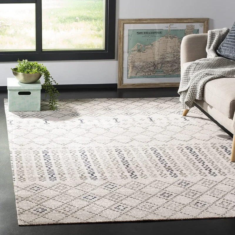 SAFAVIEH Bright & Modern Rug for Indoor & Outdoor - Montage Collection, Short Pile, in Grey and Charcoal color, 91 X 152 cm