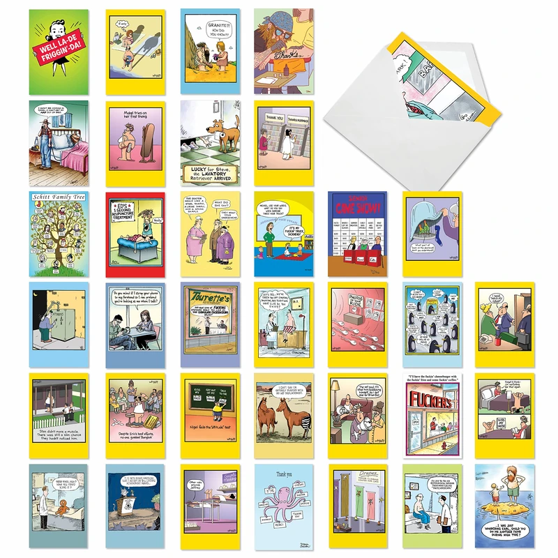 NobleWorks - 36 Assorted Funny Mixed Occasions Cards Box with Envelopes (36 Designs, 1 Each) Naughty Adult Humor Variety Pack for Men and Women - Favorite Toons Collection AC6740XXG-B1x36 - Image 1