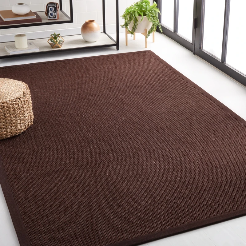 Safavieh Natural Fiber Rug for Living Room, Dining Room, Bedroom, Natural Fiber Collection, Short Pile, in Dark Brown, 183 x 274 cm