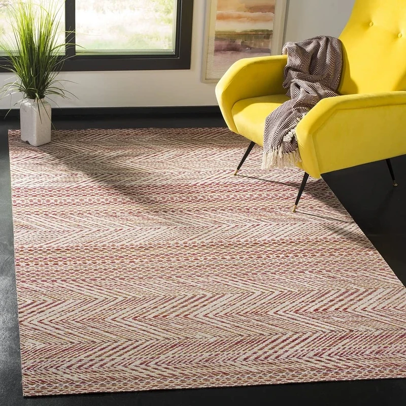 SAFAVIEH Bright & Modern Rug for Indoor & Outdoor - Montage Collection, Short Pile, in Pink and Multi color, 91 X 152 cm