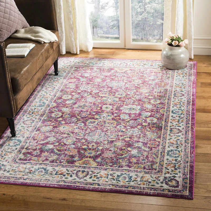 SAFAVIEH Traditional Rug for Living Room, Dining Room, Bedroom - Merlot Collection, Short Pile, in Red and Multi, 122 X 183 cm