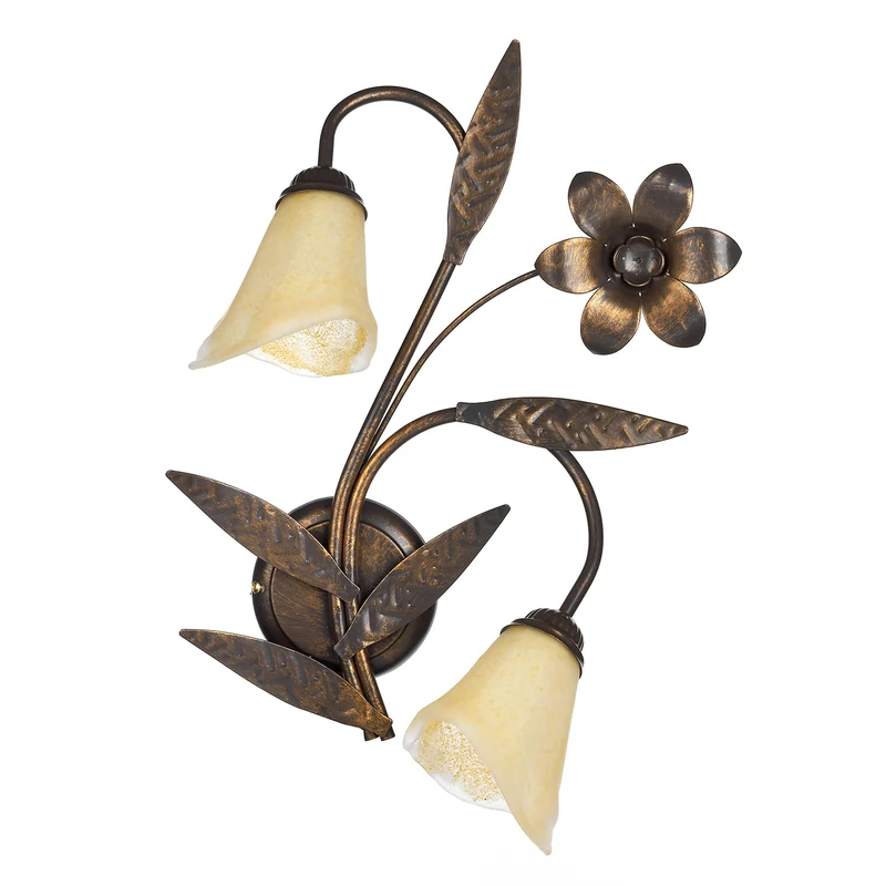 Onli Alga Wall Lamp Two Lights Metal Shaded Gold and Glass, Brown - Image 1