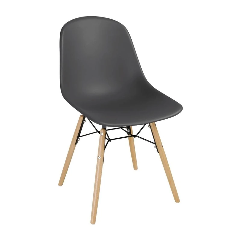 Bolero PP Moulded Side Chair in Charcoal with Spindle Legs - Steel Frame - 2 pc