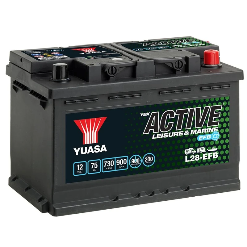 Yuasa L28-EFB 12V 75Ah 730CCA EFB Maintenance Free High Performance Leisure & Marine Battery
