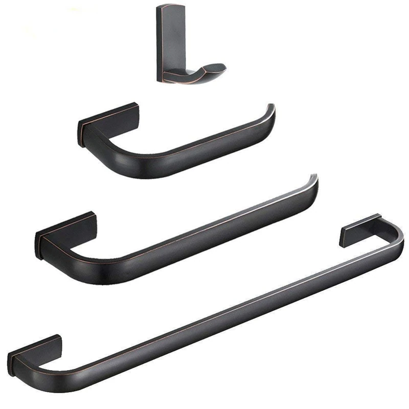 WINCASE Oil Rubbed Bronze Bathroom Accessories, Hardware Set, Towel Bar Set 24 Inch Brass Brushed Bronze 4 Piece Wall Mounted Toilet Paper Towel Holder