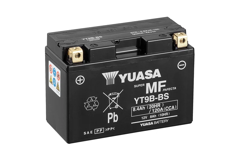 Yuasa YT9B-BS 12V 120 CCA Pre-Filled & Ready to Fit Maintenance Free Motorbike AGM Battery