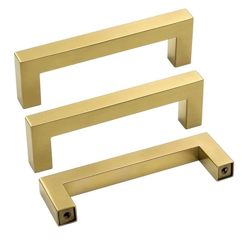 Goldenwarm Satin Gold Cabinet Pulls LSJ12GD90 - 5pcs 3.5" Handles