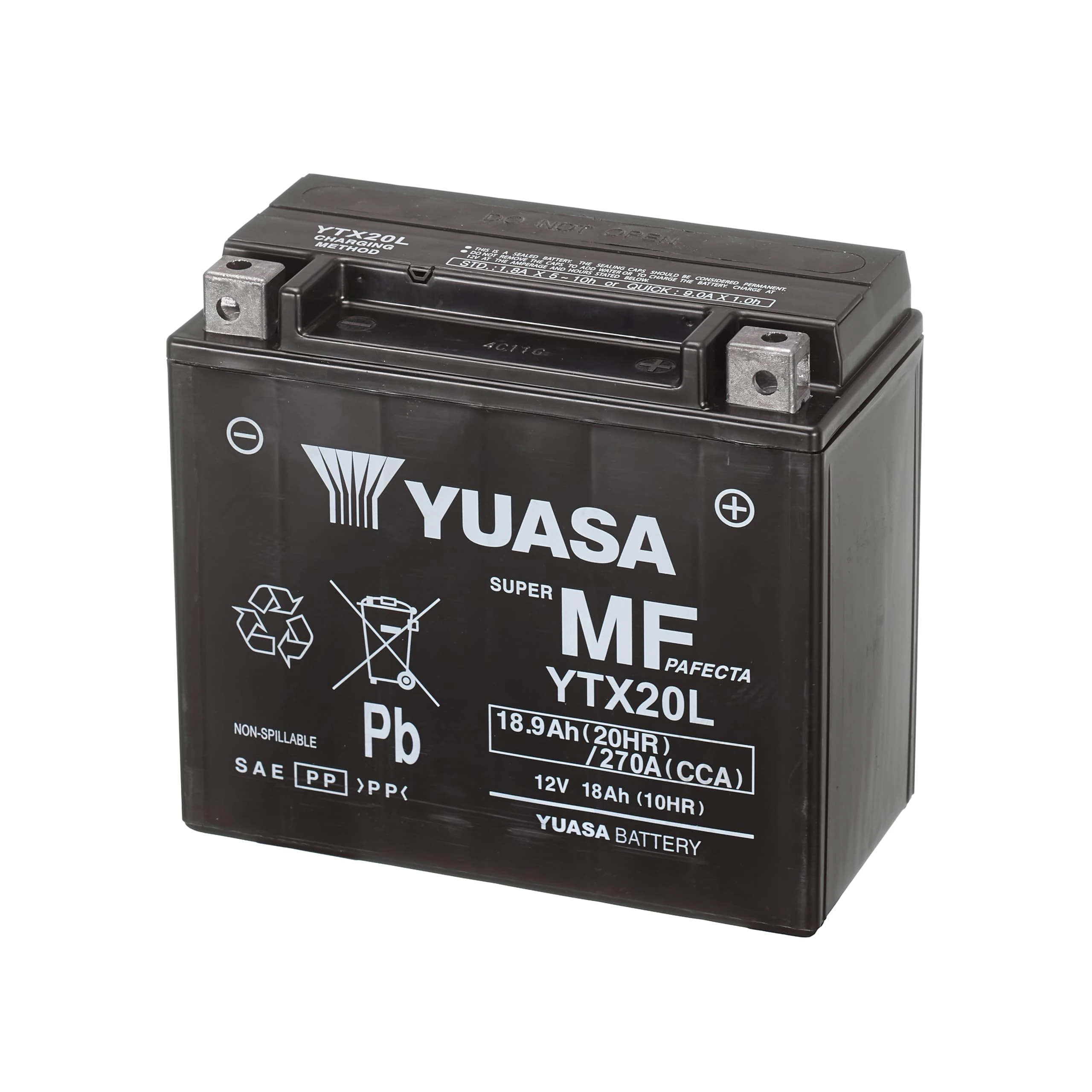 Yuasa YTX20L 12V 270 CCA Maintenance Free AGM VRLA Motorbike Battery