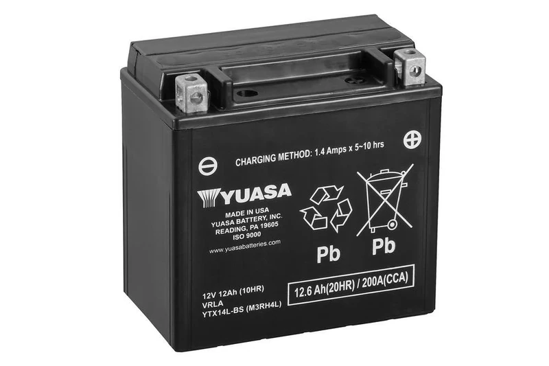 Yuasa YTX14L 12V 200 CCA Maintenance Free VRLA Motorbike Battery