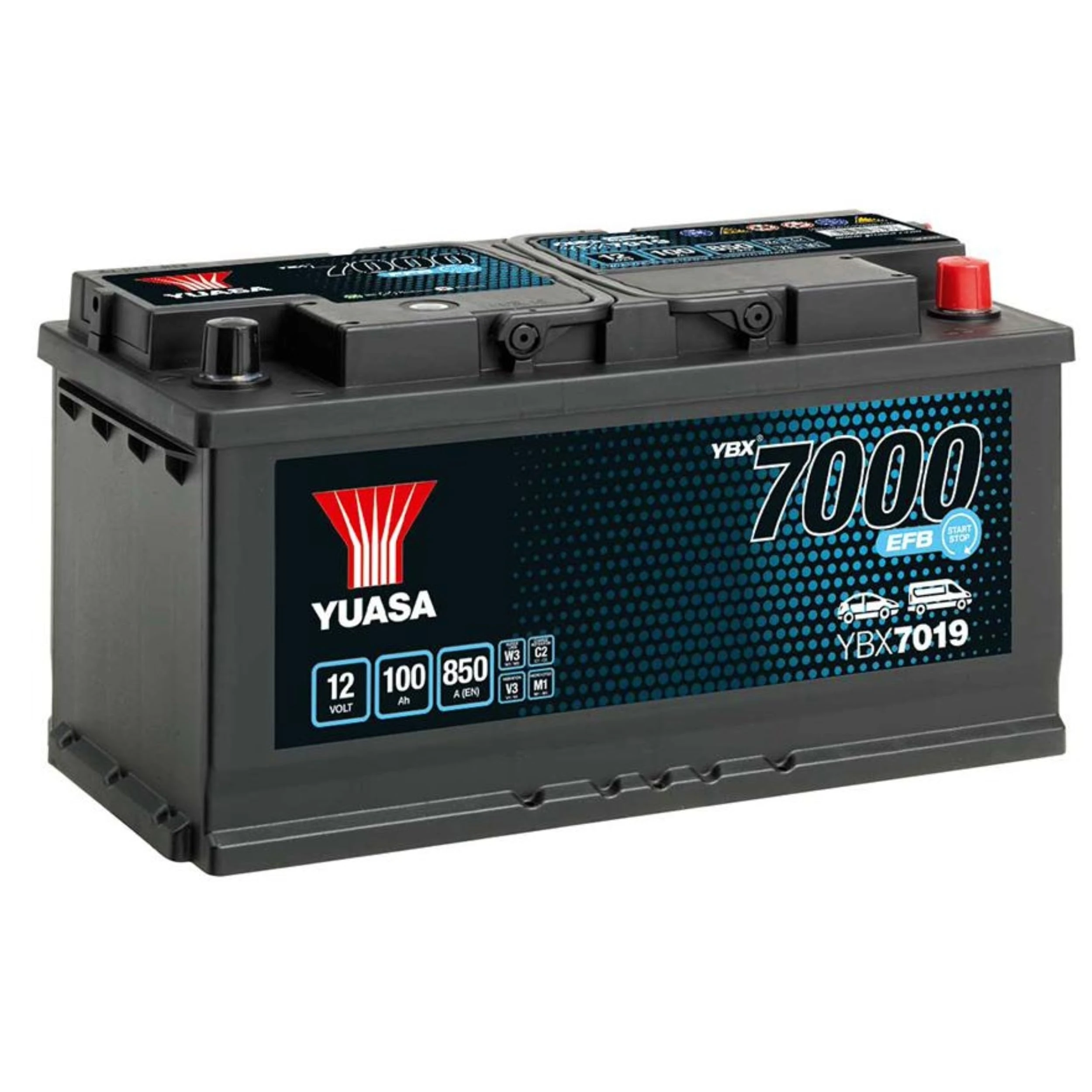 Yuasa YBX7019 12V 100Ah 850CCA EFB Start Stop High Performance Car Battery