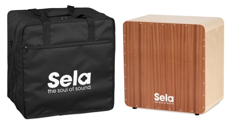Sela SE 121 Bass Cajon Set with Bag, 15 mm birch body, 2 playing surfaces, Sela Snare System, Made in Germany