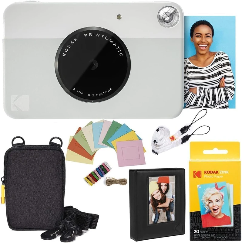KODAK Printomatic Instant Camera Deluxe Bundle - Grey