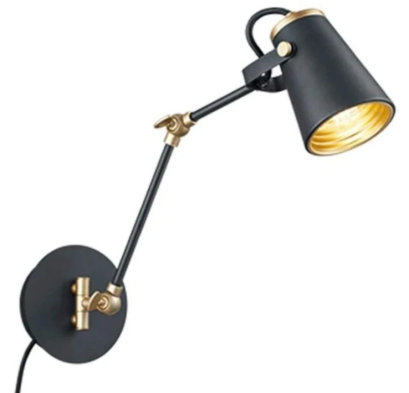 Trio Leuchten Edward 208870132 Wall Light Metal Black Matt/Gold-Coloured Excl. 1x E14