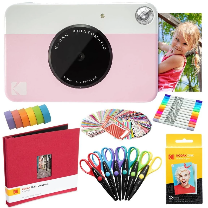KODAK Printomatic Instant Camera Pink Art Kit - 5MP Zink