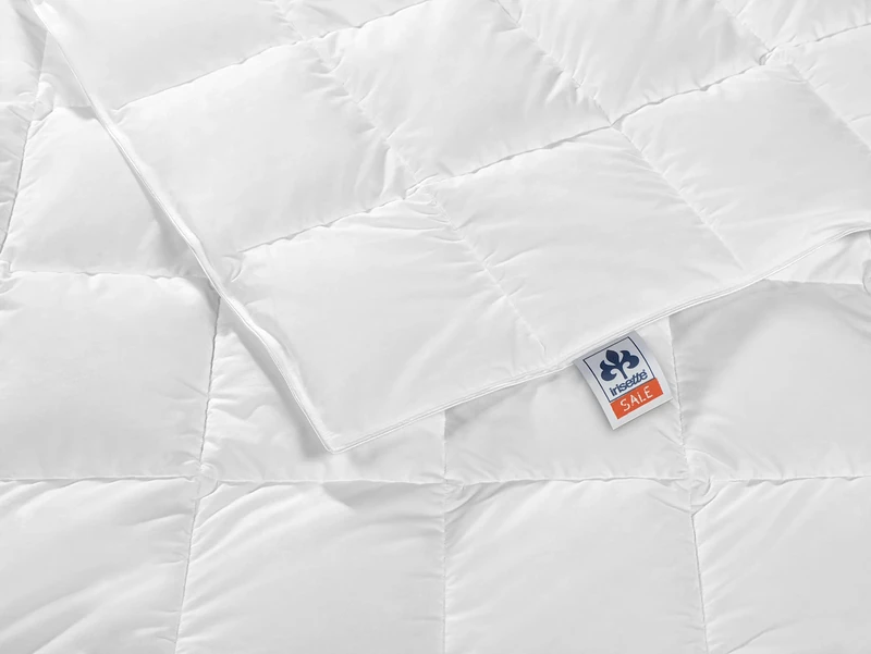 IRISETTE Nora Lightweight Summer Duvet 100% Cotton 100% Down with Storage Bag, White, 155 x 220 cm