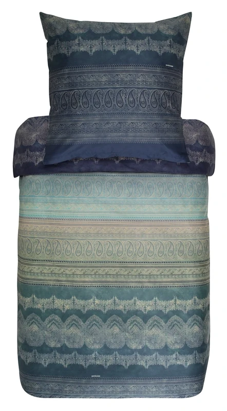 Bassetti Brunelleschi 9291571 Bed Linen + 1 Pillowcase Made from 100% Cotton Satin in Green V4, Dimensions: 155 x 220 cm + 1 K 80 x 80 cm