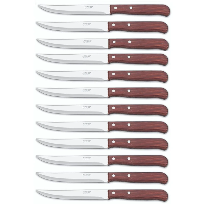 Arcos Series Latina - Box 12 Pieces Utility Knife - Blade Nitrum Stainless Steel 130 mm (5,12 Inch) - Handle Pack-Wood Brown Colour (12 Piece)