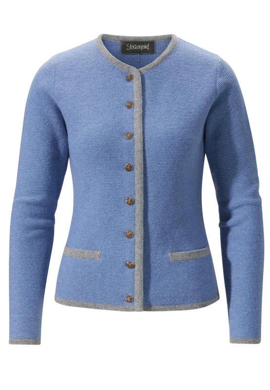 Stockerpoint Caro Women's Traditional Knitted Jacket, Blue Light Grey, 16 - Image 1